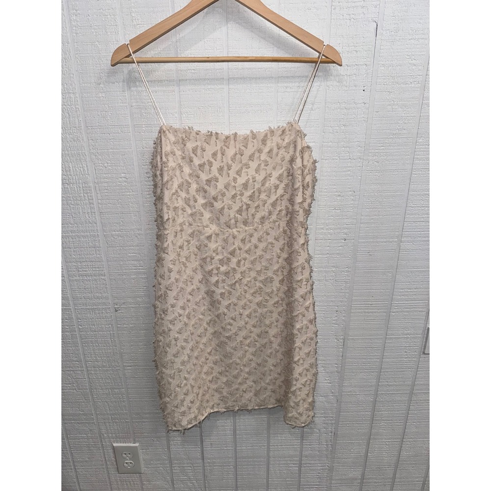 ASTR The Label Mini Dress Women Tan Textured Frayed Eyelash ACDR95307 Large